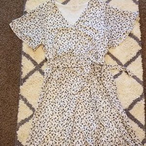 Blue floral wrap dress